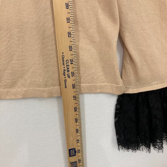 NWT New York & Company size XL Cream Black Lace Ruffle Detail Stretch Knit Top - Picture 6 of 10
